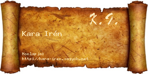 Kara Irén névjegykártya